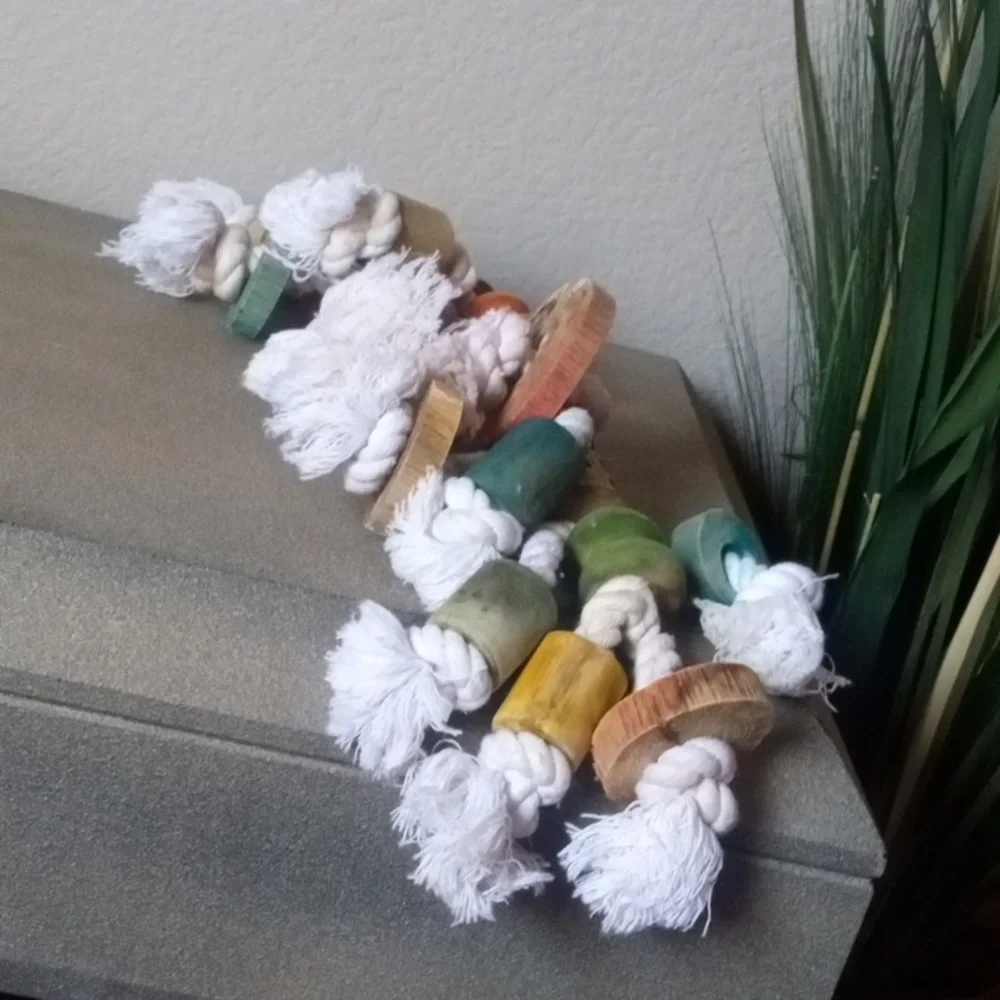 New! HAND CRAFTED Large Hookbill Parrot African Gray Cockatoo Macaw Hanging Toy